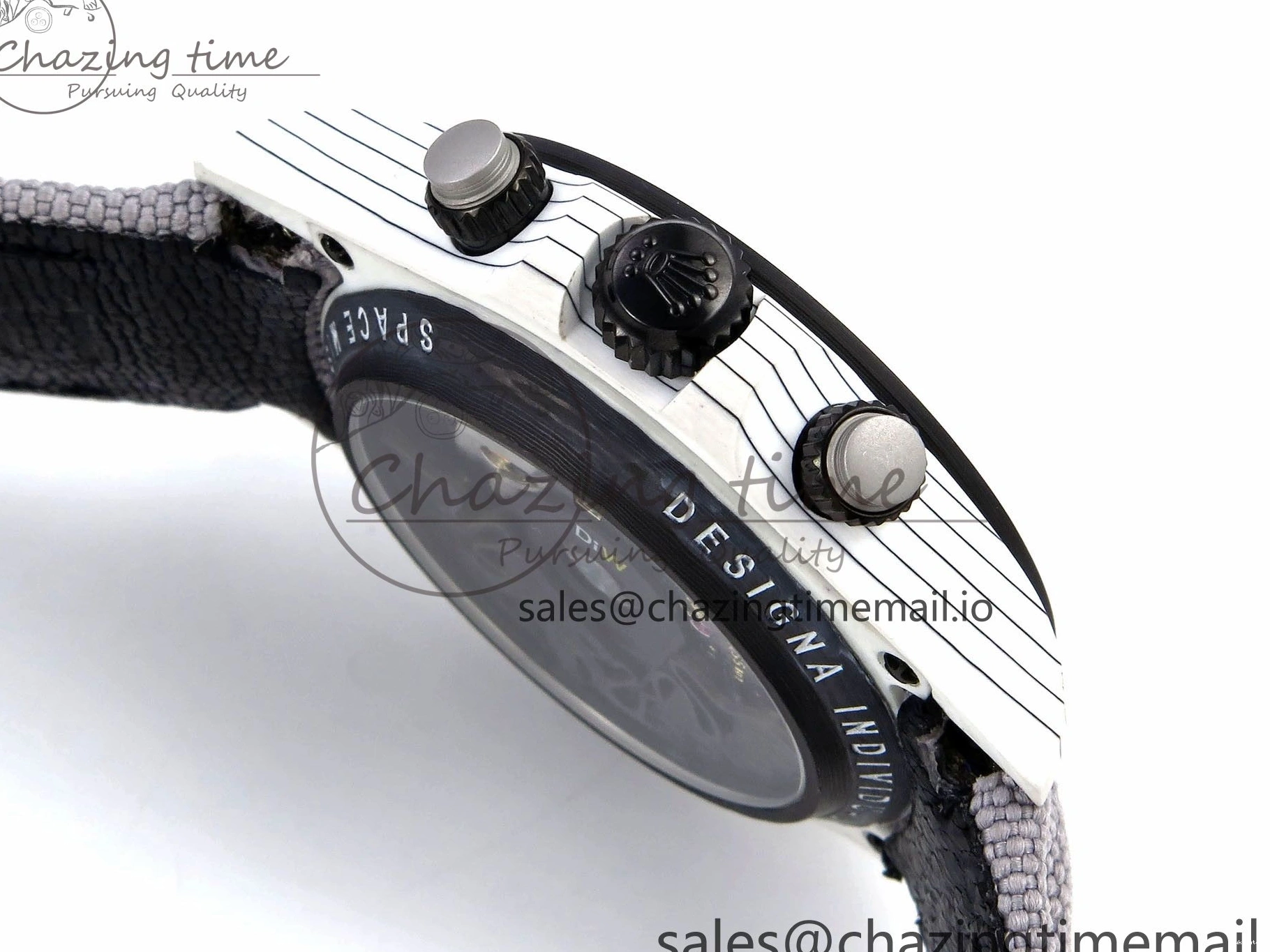 Clone Gray Gray Dial Space DIW Daytona Nylon Mission Textured Strap A4130 on 0228